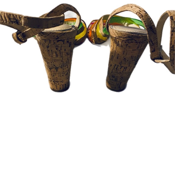 Jessica Simpson Muti Color Sandals With Cork Stack Heels Size 8M - Picture 5 of 9